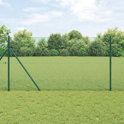 Fence with Posts Green 1 x 100 m Steel