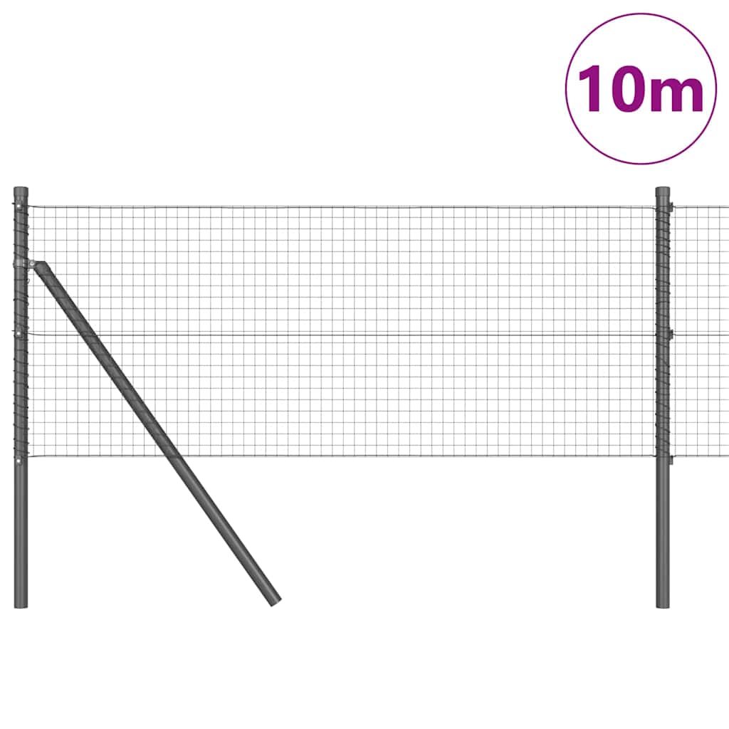 Fence with Posts Grey 0.4 x 10 m Steel
