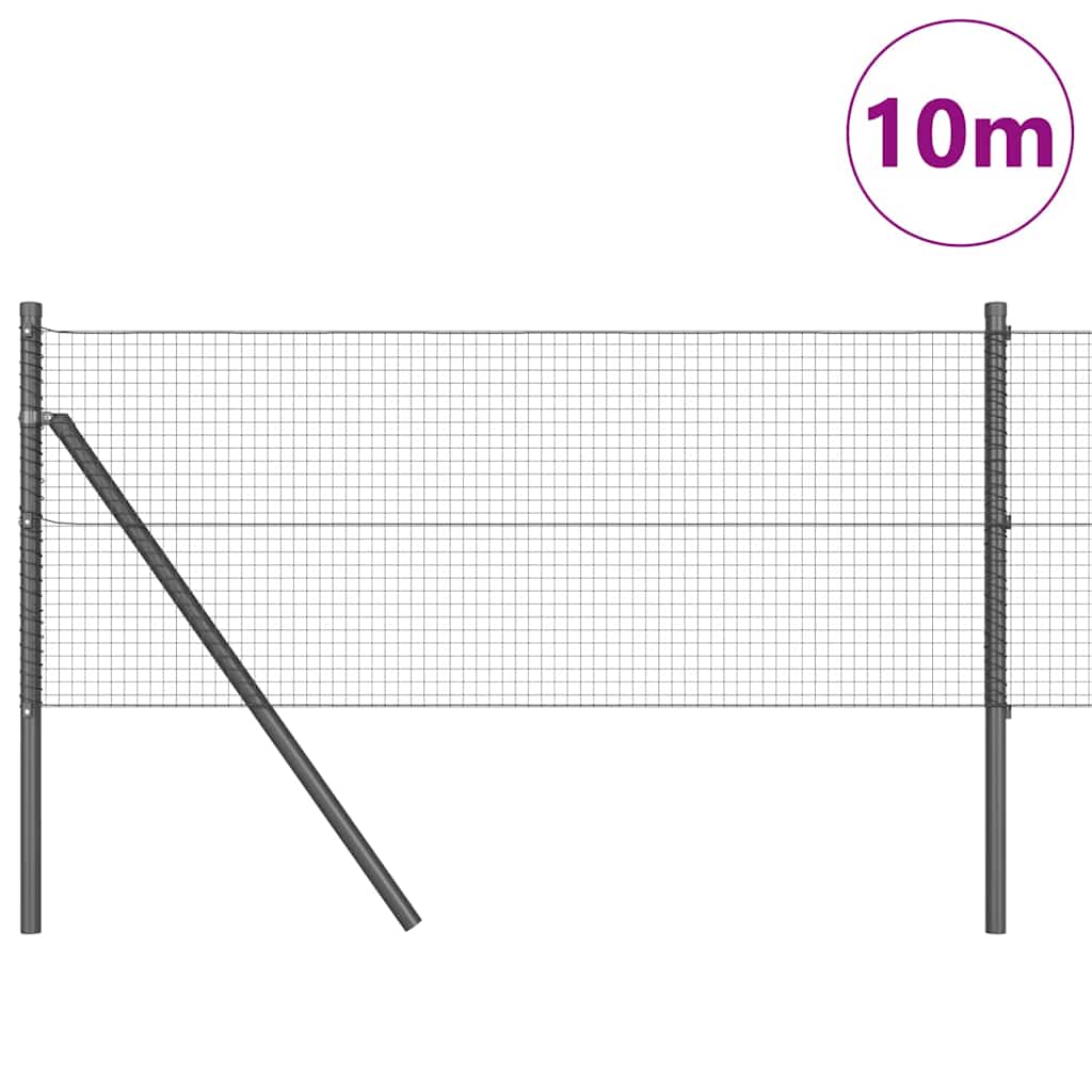 Fence with Posts Grey 0.6 x 10 m Steel