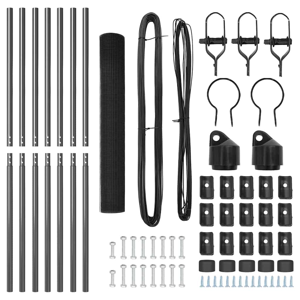 Fence with Posts Grey 1.2 x 10 m Steel