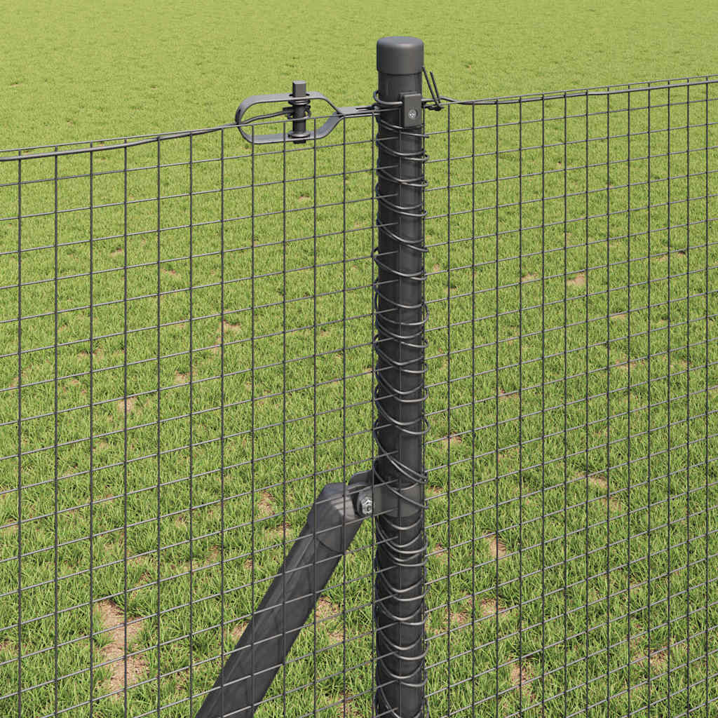 Fence with Posts Grey 1.4 x 10 m Steel