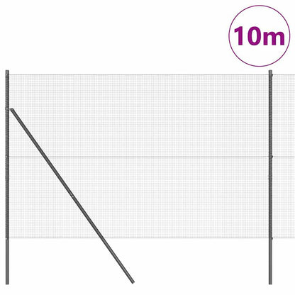 Fence with Posts Grey 1.6 x 10 m Steel