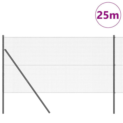 Fence with Posts Grey 1.2 x 25 m Steel