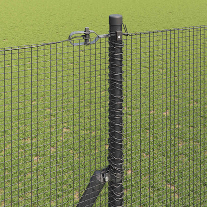Fence with Posts Grey 1.6 x 25 m Steel