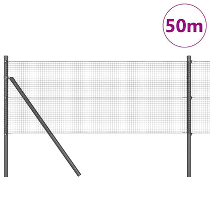 Fence with Posts Grey 0.4 x 50 m Steel