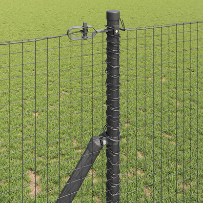 Fence with Posts Grey 1 x 50 m Steel