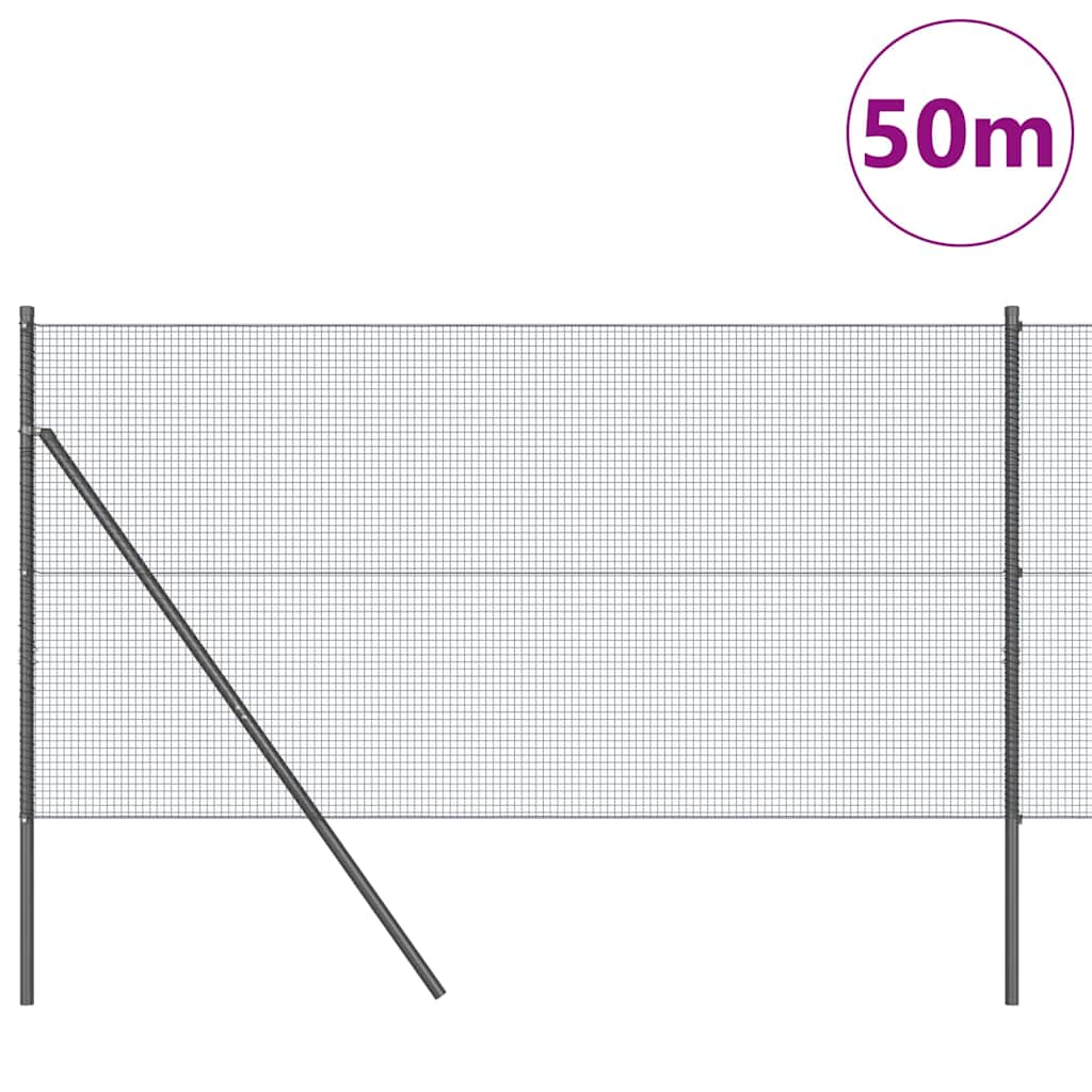 Fence with Posts Grey 1.2 x 50 m Steel