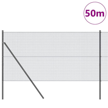 Fence with Posts Grey 1.2 x 50 m Steel