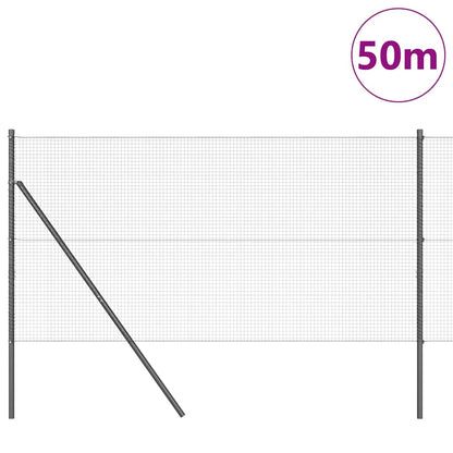 Fence with Posts Grey 1.2 x 50 m Steel