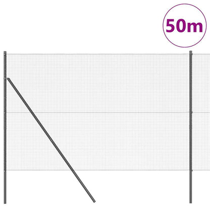 Fence with Posts Grey 1.4 x 50 m Steel