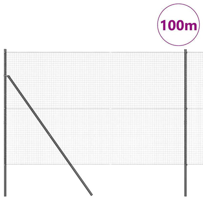 Fence with Posts Grey 1.4 x 50 m Steel