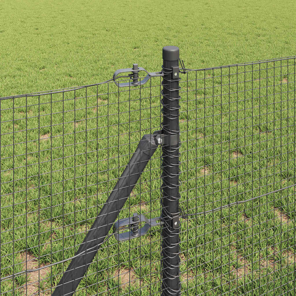 Fence with Posts Grey 0.4 x 100 m Steel