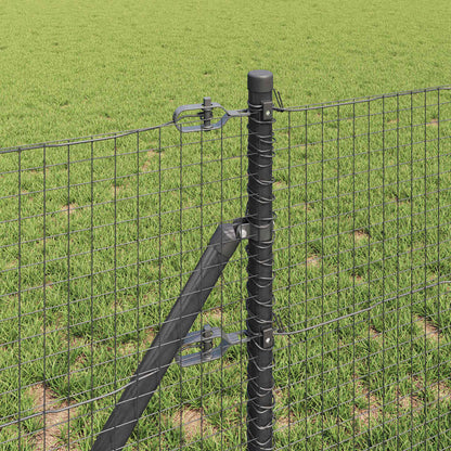 Fence with Posts Grey 0.5 x 100 m Steel