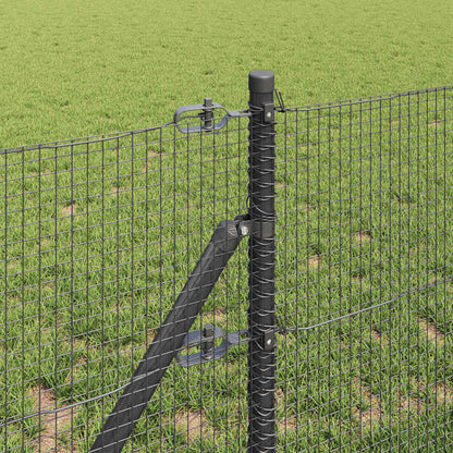 Fence with Posts Grey 0.6 x 100 m Steel