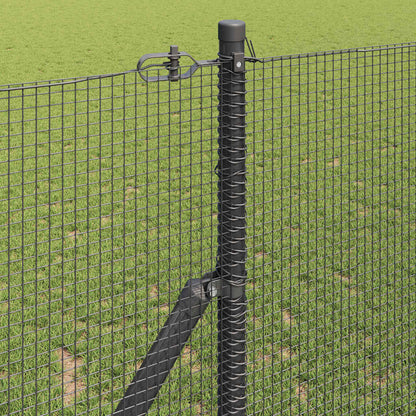 Fence with Posts Grey 1 x 100 m Steel