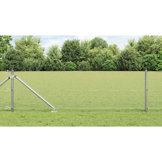 Fence with Posts Silver 0.4 x 10 m Steel
