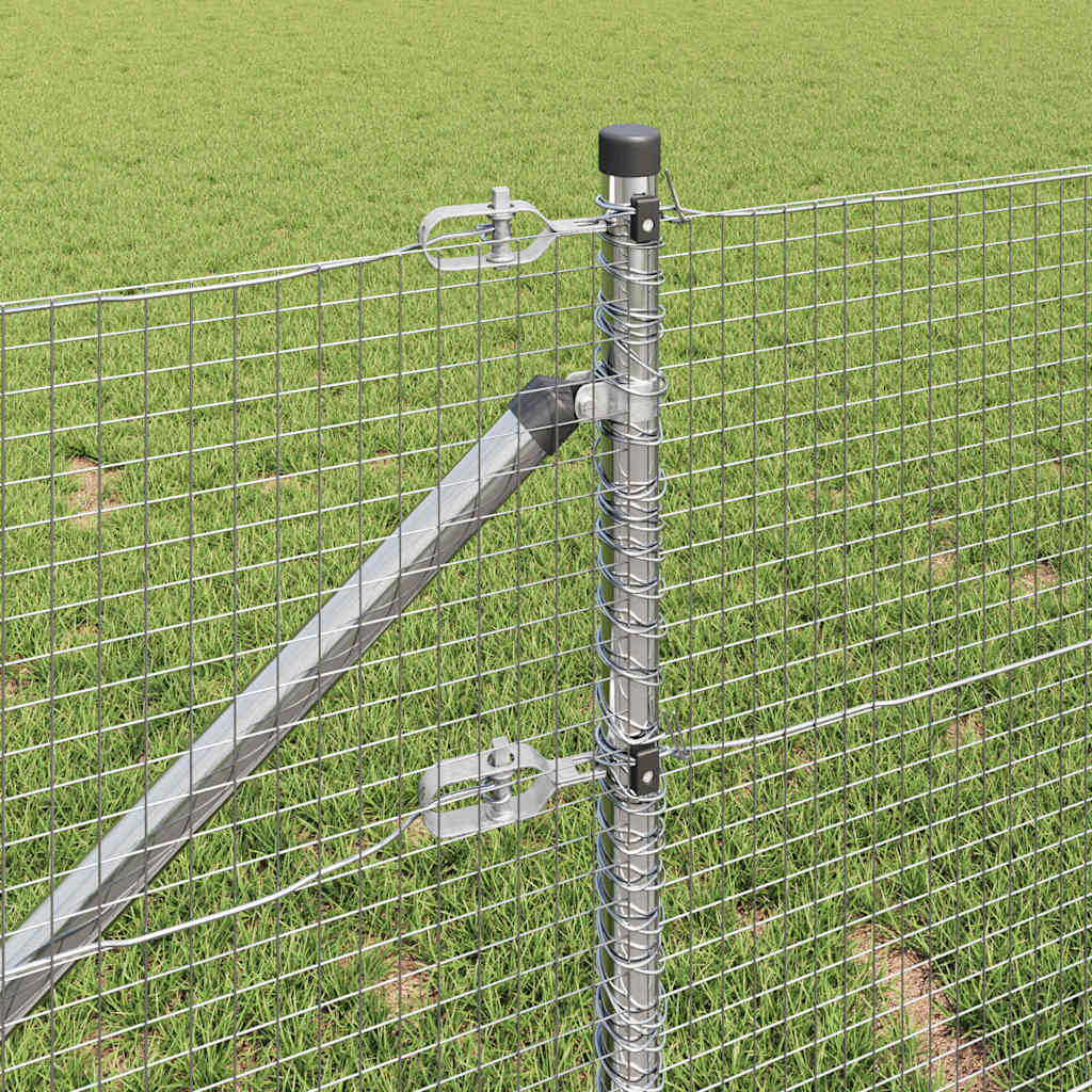 Fence with Posts Silver 0.4 x 10 m Steel