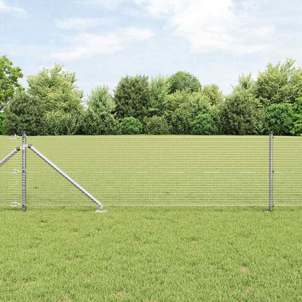 Fence with Posts Silver 0.4 x 10 m Steel