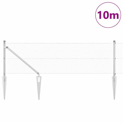Fence with Posts Silver 0.8 x 10 m Steel