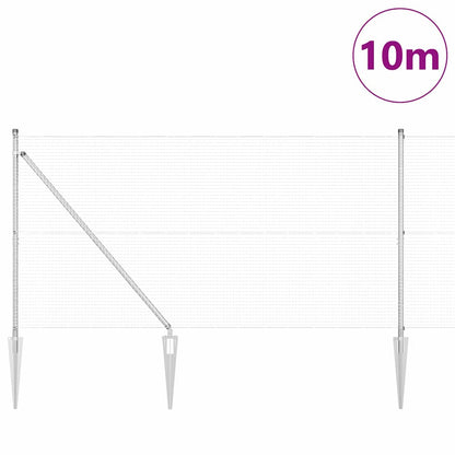 Fence with Posts Silver 1.2 x 10 m Steel