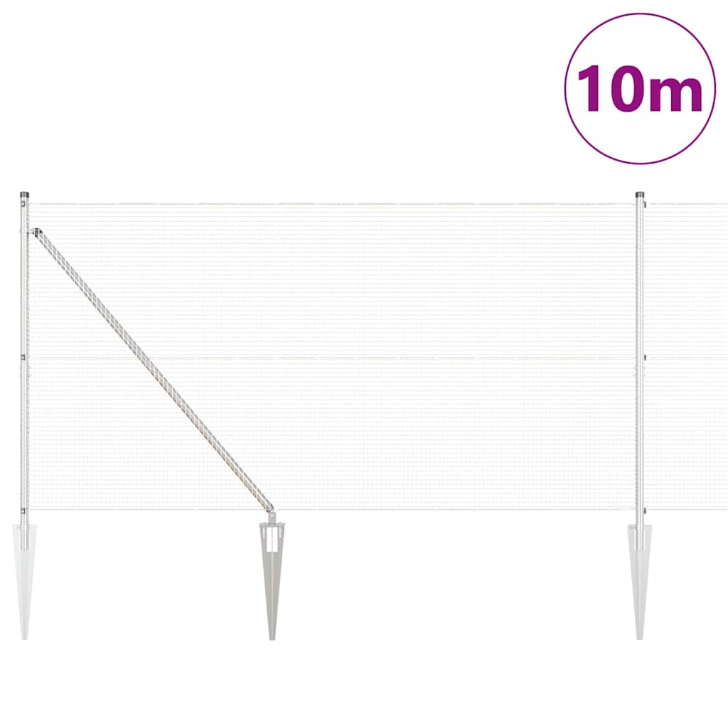 Fence with Posts Silver 1.4 x 10 m Steel