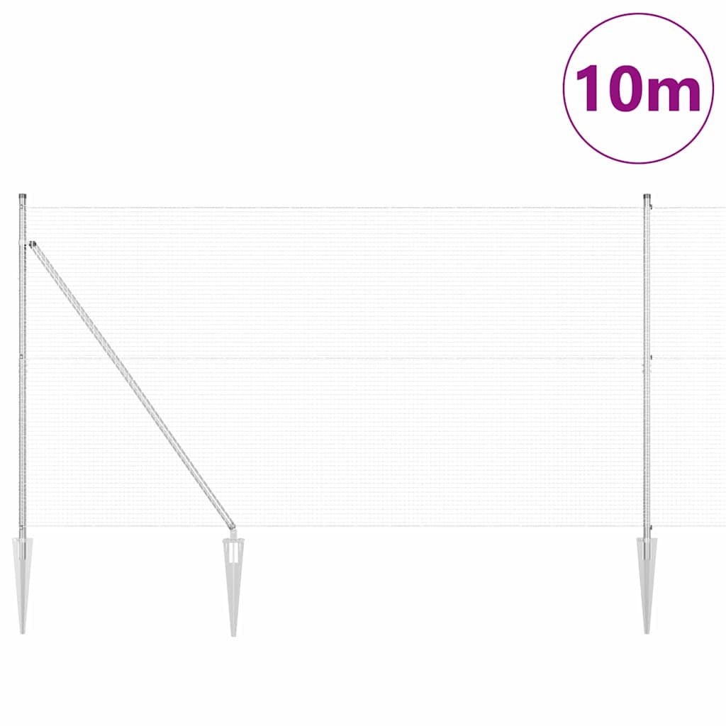 Fence with Posts Silver 1.5 x 10 m Steel