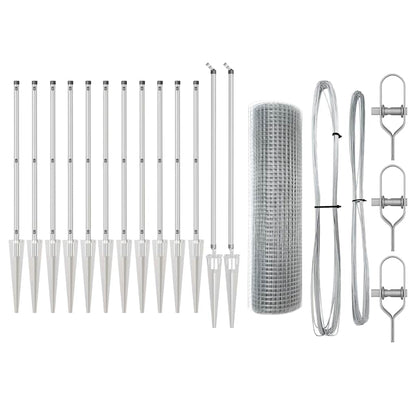 Fence with Posts Silver 1 x 25 m Steel