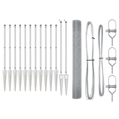 Fence with Posts Silver 1.4 x 25 m Steel
