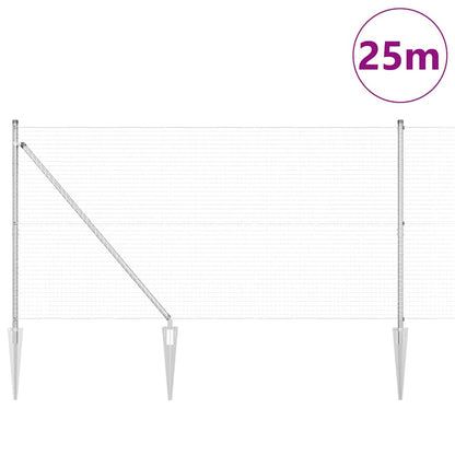 Fence with Posts Silver 1.4 x 25 m Steel
