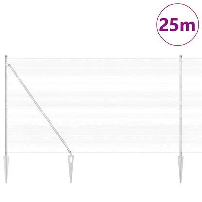 Fence with Posts Silver 1.6 x 25 m Steel