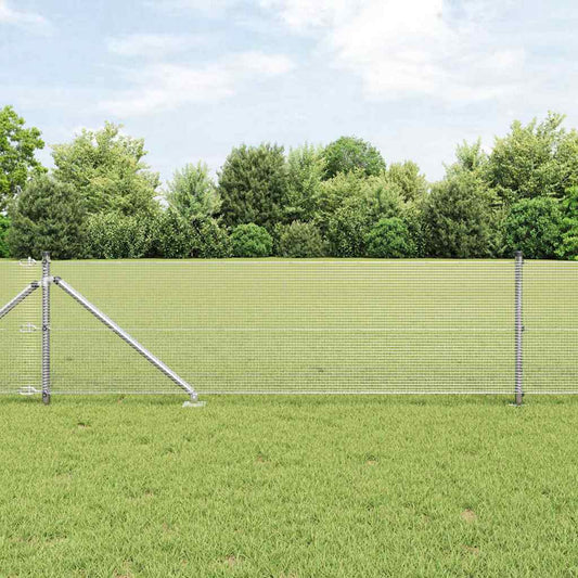 Fence with Posts Silver 0.4 x 50 m Steel