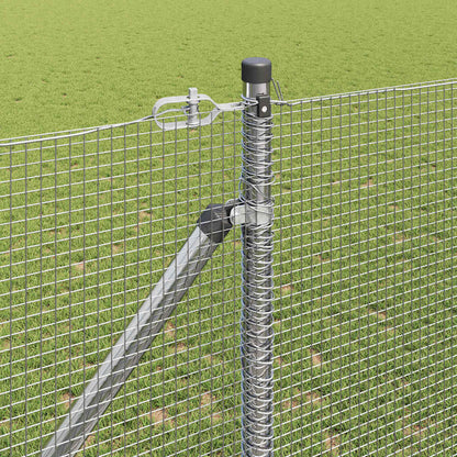 Fence with Posts Silver 1.2 x 50 m Steel