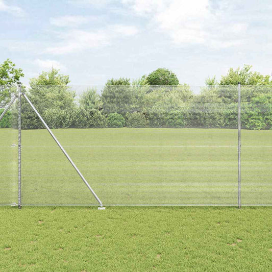 Fence with Posts Silver 1.5 x 50 m Steel