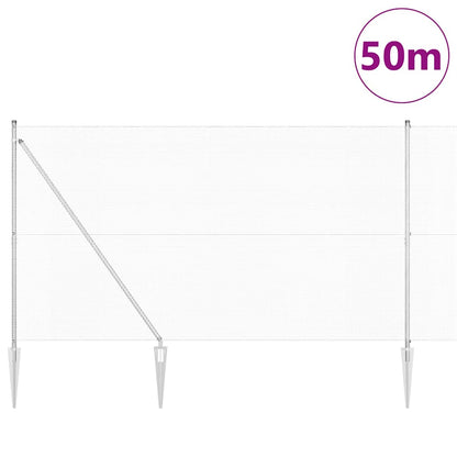 Fence with Posts Silver 1.5 x 50 m Steel