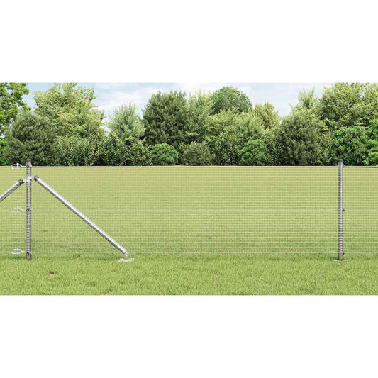 Fence with Posts Silver 0.5 x 100 m Steel