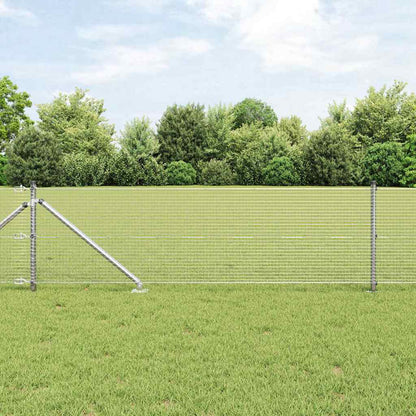 Fence with Posts Silver 0.8 x 100 m Steel