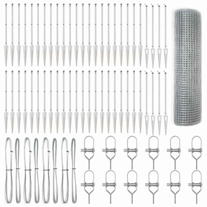 Fence with Posts Silver 1 x 100 m Steel