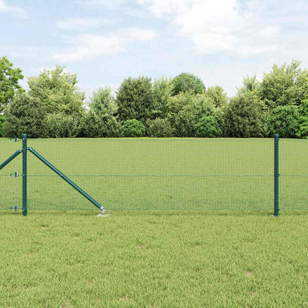 Fence with Posts Green 0.5 x 10 m Steel