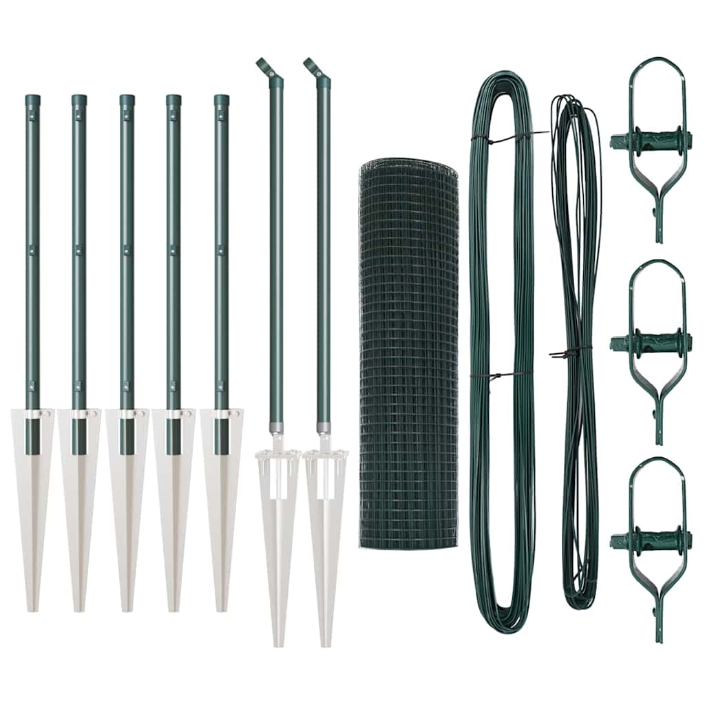 Fence with Posts Green 0.5 x 10 m Steel