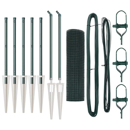 Fence with Posts Green 0.5 x 10 m Steel