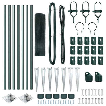 Fence with Posts Green 0.5 x 10 m Steel