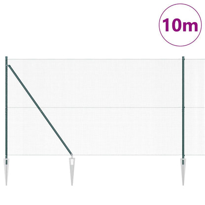 Fence with Posts Green 1.6 x 10 m Steel
