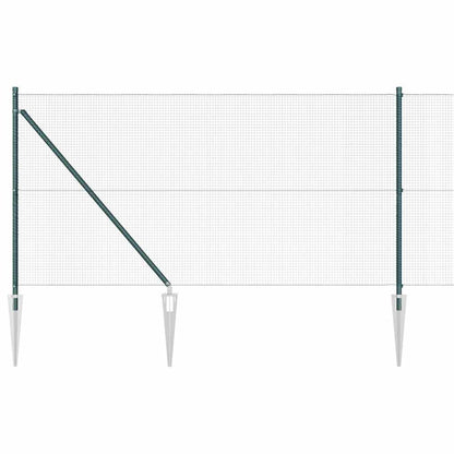 Fence with Posts Green 1 x 25 m Steel