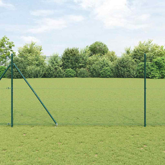 Fence with Posts Green 1.4 x 25 m Steel