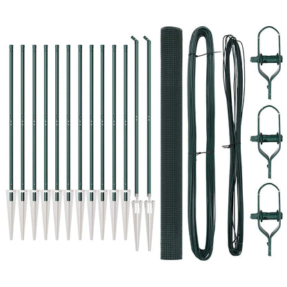 Fence with Posts Green 1.6 x 25 m Steel