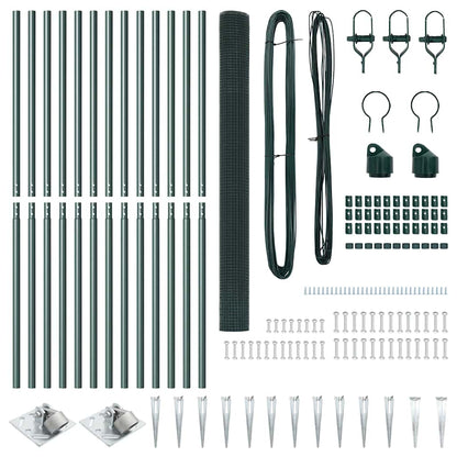 Fence with Posts Green 1.6 x 25 m Steel