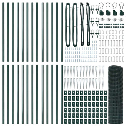 Fence with Posts Green 0.5 x 50 m Steel