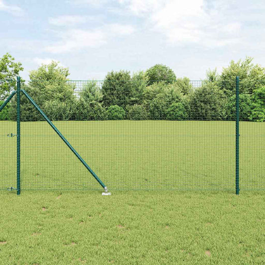 Fence with Posts Green 1 x 50 m Steel
