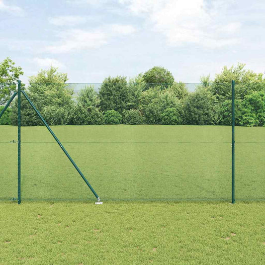 Fence with Posts Green 1.5 x 50 m Steel