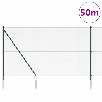 Fence with Posts Green 1.5 x 50 m Steel